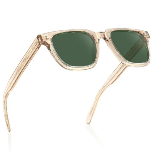 Image of AVAWAY Polarized Sunglasses for Men UV Protection, Square Acetate Frame Outdoor Driving Sun Glasses