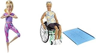 Barbie Ken Fashionista Doll #167 with Wheelchair & Ramp Wearing Tie-Dye Shirt, GWX93 & GXF04 - Made to Move Doll with long blonde hair