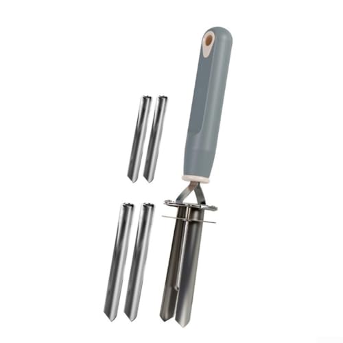 Descorazonador de frutas y descorazonador de frutas ajustable de acero inoxidable para quitar núcleos y hoyos de manzanas, peras, cerezas, azufaifa y más (ajustable (gris)