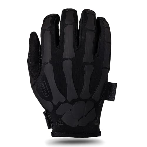 TACLAB Patrol Reaper Warm Skeleton Gloves - Reinforced Grip 295GSM Flexible for Hiking Outdoors Hunting Airsoft Paintball Cycling Motorcycle Multipurpose (Dark Large)