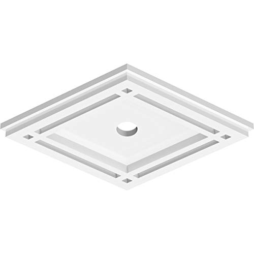 Image of Ekena Millwork CMP12X8DD-01000 Diamond Architectural Grade PVC Contemporary Urethane Ceiling Medallions 12 inchW x 8 inchH x 1 inchID x 4 1 /4 inchC x 1 inchP