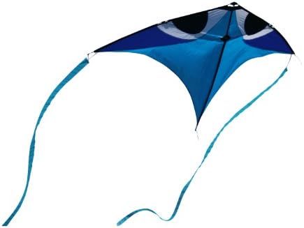 Kites for Kids - Blue Fish Single Line Delta Kite From The Kite Outlet - Stunning Kite for Boys, Girls and Adults - Simple to Setup - This Kite Just Wants to Fly, ~130 Feet (40m) / 40 Pound Line, Plus Hand Winder That Makes Kite Flying a Breeze!