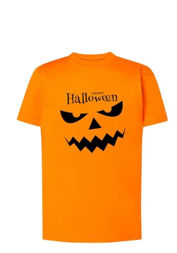 PRONENS. Camiseta Disfraz Halloween para niño y niña de aterradora Calabaza Naranja de Manga Corta, 100% algodón. Terroríficamente Suave y cómoda. (FR/ES, Edad, 5 años, 6 años, Naranja)