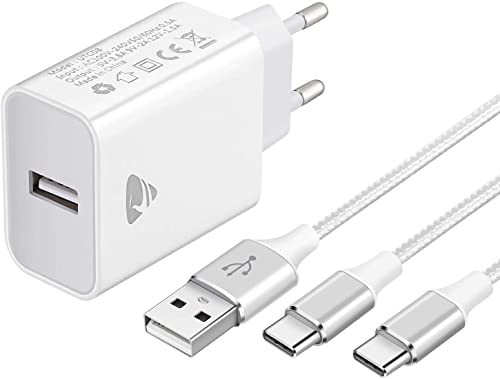 Yosou Chargeur Secteur USB 20W avec 1+2M Câble USB C, Quick Charge 3.0 Prise Rapide Adaptateur Secteur USB pour Redmi Note 9/8,Samsung S21 S10 S9 S8 A21 A20e A50 A51,Xiaomi Mi 10/10T,Huawei Cover