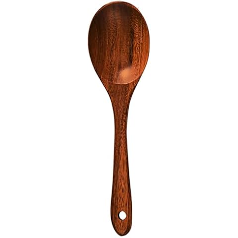 Riveira 1-Piece Dark Teak Wooden Salad Spoon – Premium Teak Wooden Spoons for Cooking – Durable Wooden Spoons for Cooking Non Toxic for Safe Cooking Cover
