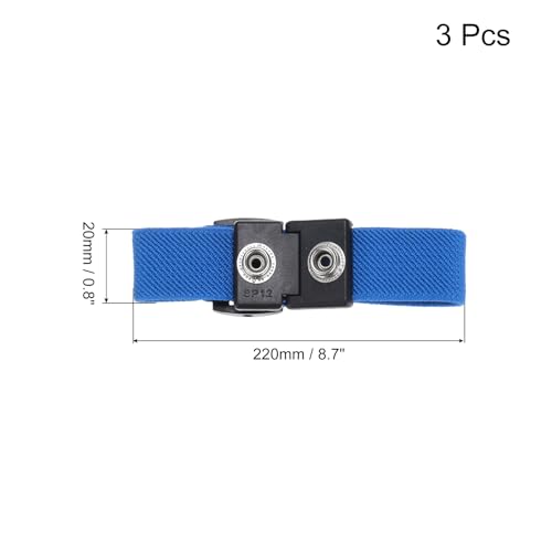Image of MECCANIXITY 3Pcs Anti Static Wrist Strap, Dual Circuit Antistatic Bracelet Adjustable Cordless for Computer Electronics Repair Deep Blue
