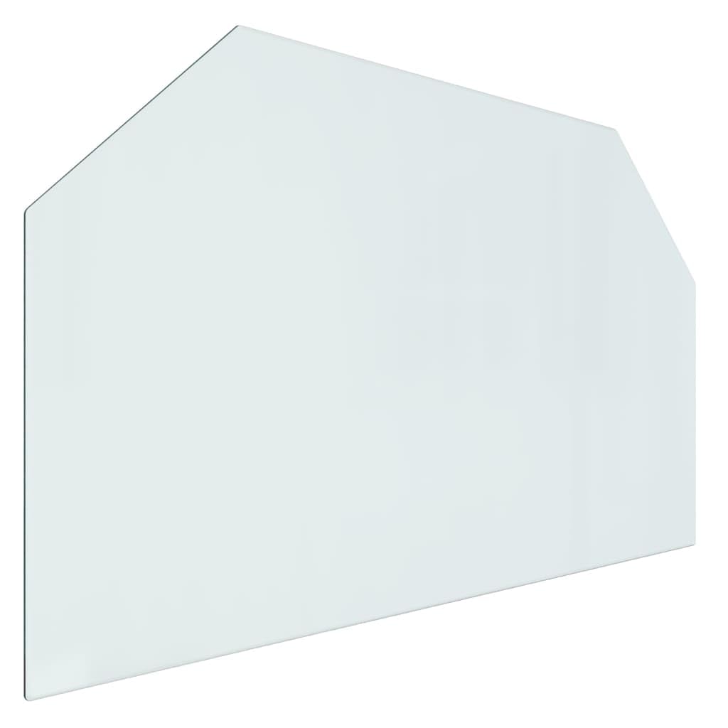 Rantry Placa de cristal hexagonal para chimenea, 100 x 60 cm, protector de suelo para parquet y superficies laminadas, base de estufa resistente a altas temperaturas, cubierta de piso de vidrio