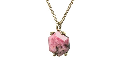 Collier de Rhodonite pour femme bijoux en cristal or 18 carats
