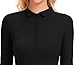 Eyanse Collared Shirts for Women Long Sleeve Polo Shirt Ladies Sexy Deep V Neck Tops Women's Fall Outfits with Button for Golf Tennis Work,Black,M