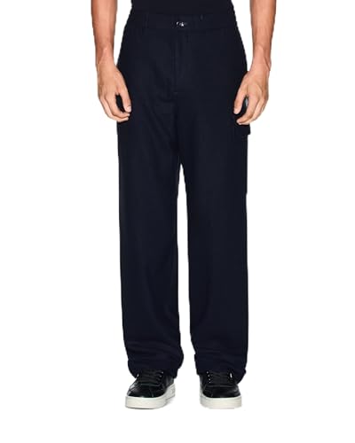Armani Exchange Men's Cozy Wool Cargo Pant, Deep Navy, 38