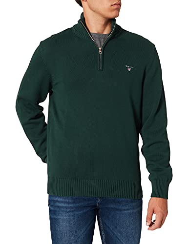 GANT Herren Casual Cotton Halfzip Pullover, Tartan Green, XL EU – Ansicht 2