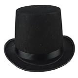 Licsaliwe Sombrero de copa para hombre de 6, 3 pulgadas de alto, sombrero de disfraz de mago de fieltro negro, fiesta formal de showman, accesorio de disfraz de Halloween para adultos