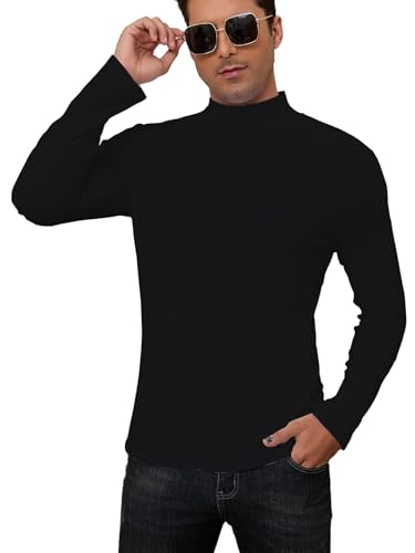 Mens Mock Turtleneck Long Sleeve Shirts Basic Undershirts Lightweight Slim Fit Pullover4