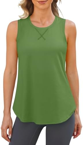 G4Free Racerback Workout Tank Tops for Women High Neck Athletic Long Tanks Fast Dry Sleeveless Pilates Running Shirts