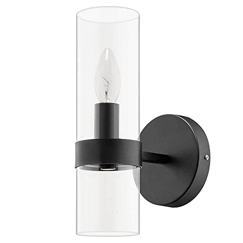 Modern Wall Sconces, Bathroom Vanity Light Fixtures, Black Lamps with Clear Glass, Minimalist Living Room Lighting Background for Mirror, Bedroom, Hal