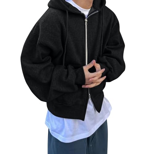 Ymosrh Men's Zip Up Hoodies, Pullover Hoodie Long Sleeve Casual Loose Fit Hooded Sweatshirts, M-3XL3