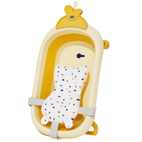 Aeroor ベビーバス 折りたたみ式 ソフトタブ 赤ちゃん 新生児 乳幼児 沐浴 洗い桶 ベビー お風呂 ソフトタブワイド バスタブ コンパクト 折りたたみ 折り畳み 赤ちゃん用 沐浴用 ソフトバケツ 桶 通気性・排水性に優れ温度計&止水栓付 (イエロー