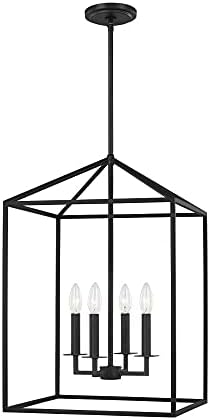 Generation Lighting 5115004-112 Perryton Medium Four - Light Hall/Foyer Hanging Modern Fixture, Midnight Black
