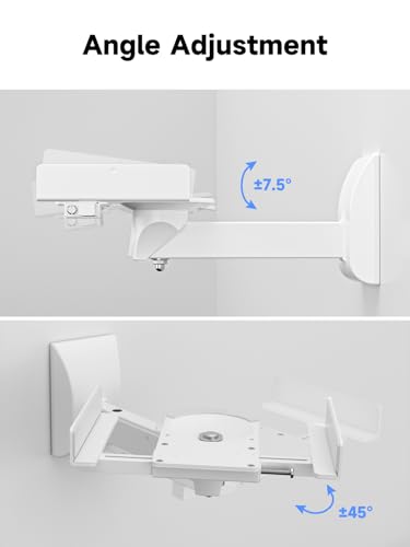 Image of suptek Large Dual Side Clamping Bookshelf Speaker Wall Mounting Bracket for Large Surrounding Sound Speakers, Hold up to 55lbs White SPM201LW