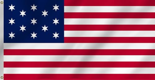 13 Star American Flag 3X5 Foot Large - Vibrant Color and Double Stitched Durable Polyester Hopkinson Flag with Brass Grommets for Indoor& Outdoor Decor,Party and Home Garden Street Decor. (3X5FT)