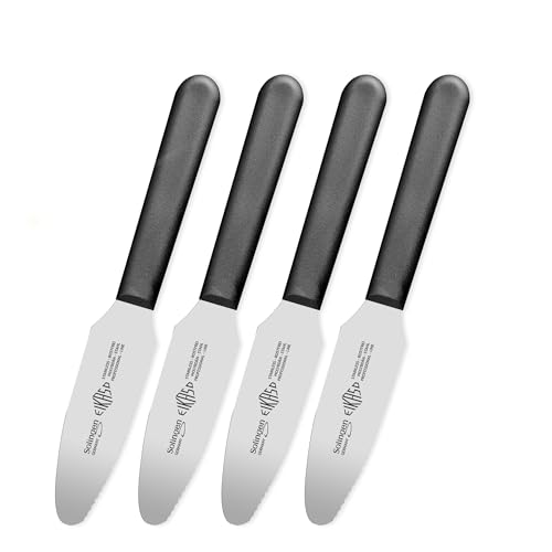 EIKASO Solingen Germany Brötchenmesser Streichmesser mit Wellenschliff - Allrounder Küchenmesser - 2 in 1 Haushaltsmesser (4er Set)