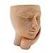 FOMIYES Face Flower Pot Head Planter Pot Succulent Planter Cute Resin Cactus Planter Closed Eyes Outdoor Indoor Garden Courtyard Lawn Bathroom Decoration