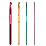 4pcs Crochet Hooks Set Aluminum Knitting Needles Multicolor Crochet Needles Tool Kit with Ergonomic Grip Handle for DIY Knitting Crochet Handmade Beginners or Professionals (4 Sizes)