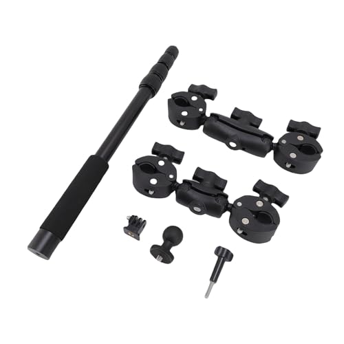 Montaggio della Fotocamera Motociclistica Bastoncino di Estensione Regolabile con Morsetto Doppio Testa a Sfera di Rotazione a 360 Gradi per le Telecamere di Azione X5 X4 X3