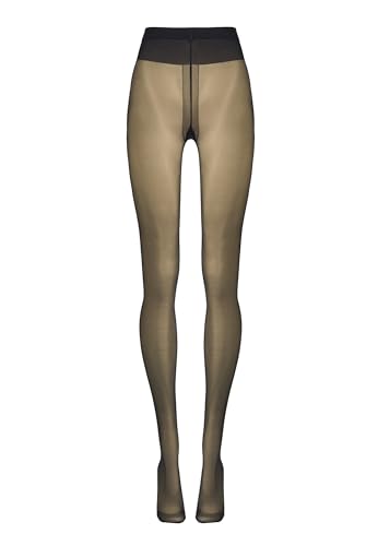 Image of Wolford Individual 10 Control Top Tights For Women Sheer Support Pantyhose Waist Sculpting Cotton Gusset Soft Waistband
