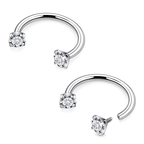 16G F136 Titanium Internal Thread Horseshoe Septum Nose Ring Piercing Jewelry Circular Barbell Helix Snug Tragus Rook Daith Cartilage Earring Lip Ring Piercing Jewelry for Women Men 8MM 10MM