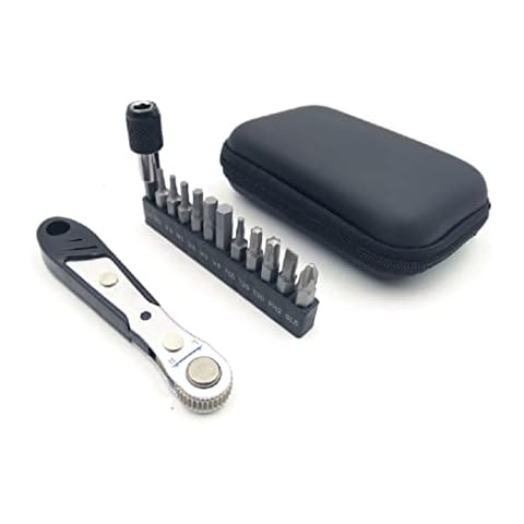 Juscycling Bike Bicycle Ratchet Allen Key Hex Torx Wrench Bit Key 2mm 2.5mm 3mm 4mm 5mm 6mm T10 T25 T30 and Phillips Repair Multi Socket Set Cover