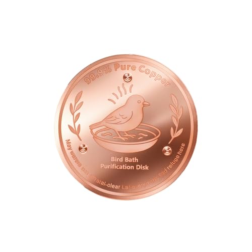 DOINEUFL Bird Bath Purification Disk - 99.9% Pure Copper Disk for Bird Bath Clean 10CM Diameter Cleaning Disk for Birdbath Bowls Universal Fit for All Seasons Outdoor Garden Supplies (1 Copper)