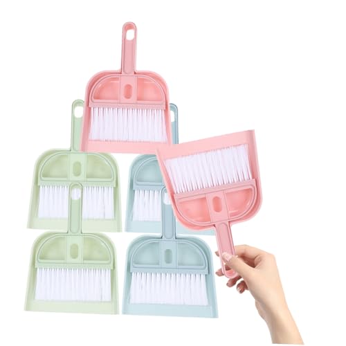 HONMEET 6セット 小型ほうきと塵取り 点入り 多機能デスクトップ掃除用具 ペット廃棄物対応 清掃ブラシ付き コンパクト設計で狭所掃除に 学