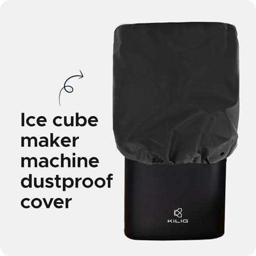 Image of Ice Maker Cover for Kilig H01B Countertop, Dustproof & Waterproof Cover for Portable Ice Cube Maker Machine - Polyester Material - Black