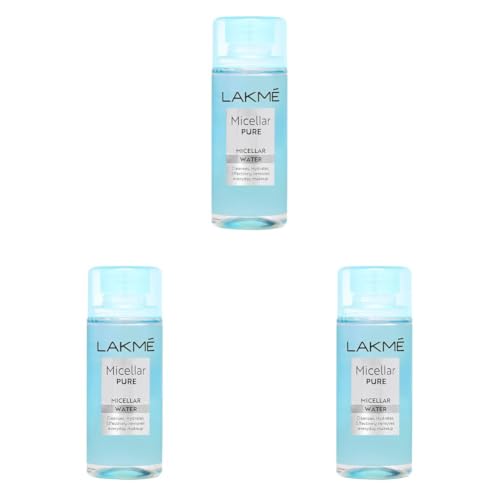 Image of Lakme Micellar Water: Hydrating & Soothing Face Cleanser | Gentle Makeup Remover, Micellar Cleansing Water 200ml (Pack of 3)