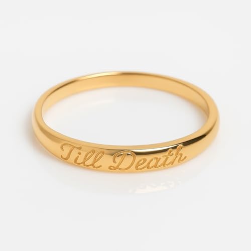Til Death, 10K Rose Gold Dainty Minimalist Ring, Personalized Till Death Wedding Band, Trendy Statement Symbolic Ring – TheaJewelCrafts4