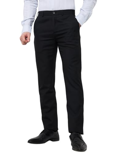 Image of Raymond Men Slim Fit Checks Pattern Poly Viscose Blend Flat Front Formal Trouser