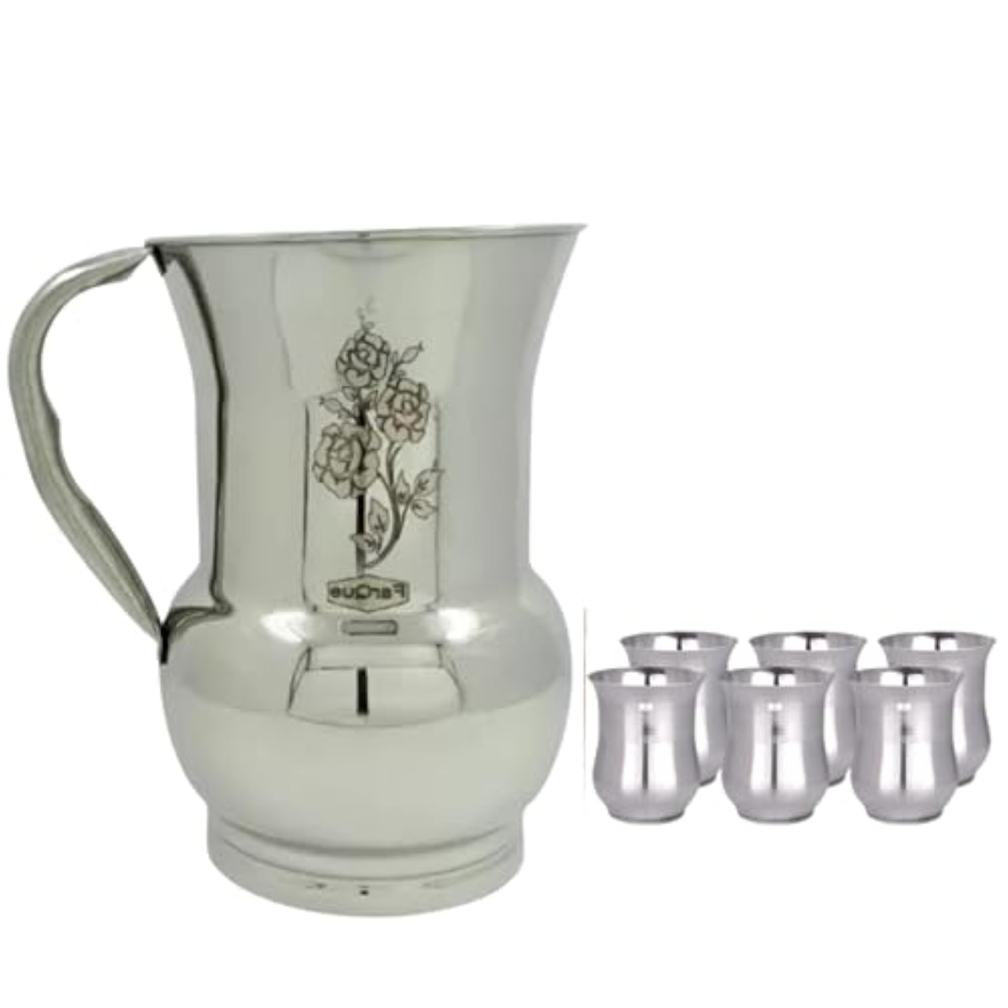 Stainless Steel Jug with Glass Combo Set