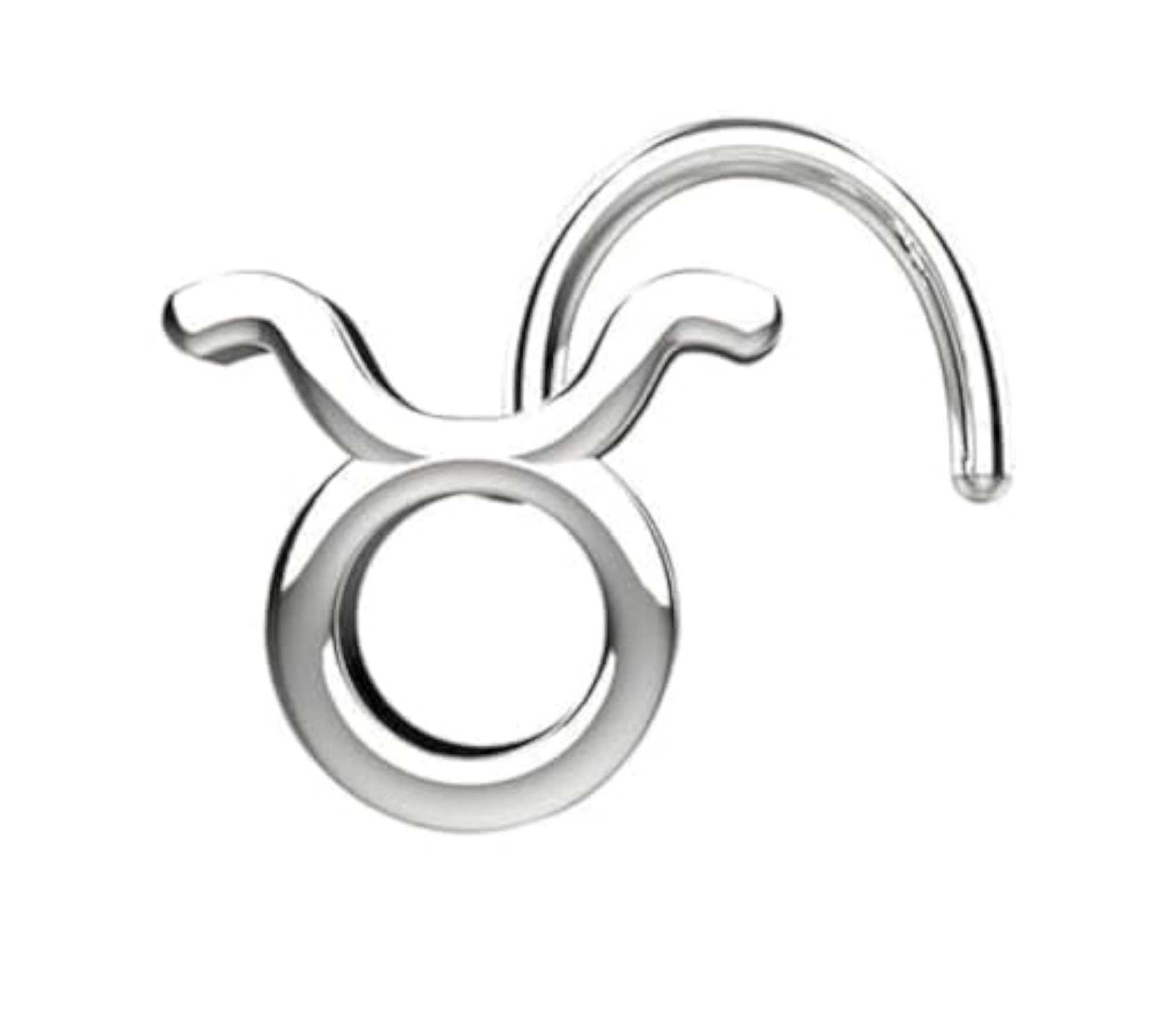 Women's Sterling Silver Taurus Nose Pin, White Gold Plated