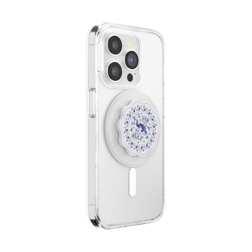 Image of PopSockets Phone Grip for MagSafe, Magnetic Holder, Phone Stand, Cute - Peacock Saucer