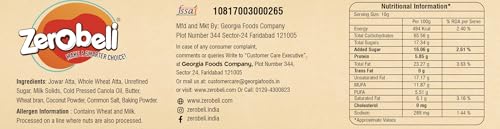 Image of Zerobeli Jowar Coconut Cookies 375g (Pack of 1) | Delicious & Healthy Snack | Wholesome Treat for All Ages | Crunchy & Natural Goodness I No Maida, No Palm Oil, No Preservatives | Protein-Rich