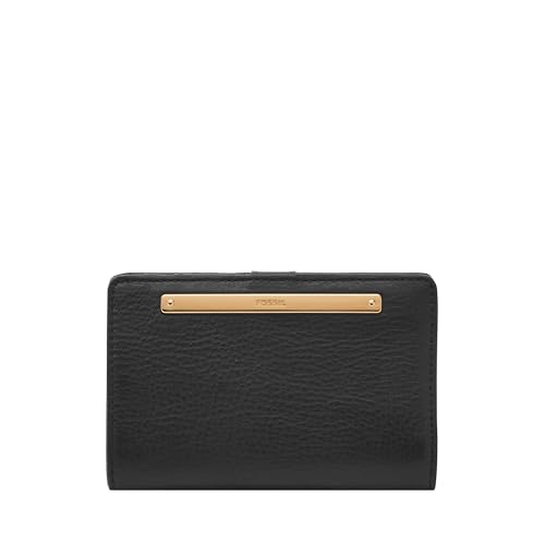 Image of Fossil Mens Leather Liza Black Card Case Wallet Sl7986G001