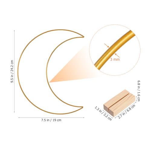 Image of Kichvoe Metal Floral Hoops: Moon Table Decoration Set with Wooden Stands 10.23X7.87 Inches Wedding Centerpiece for DIY Reception Party and Celestial Theme Events (Pack of 2)