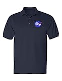 ALLNTRENDS Men's Polo T Shirt NASA Embroidered Space Tee (S, Navy Blue)