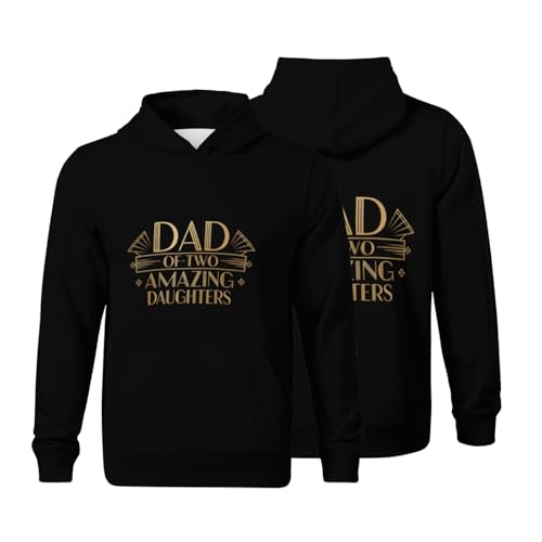 Kids Fathers Day Dad of Two Amazing Daughters Boys Girls Lightweight Kangaroo Pocket Fleece Hoodies