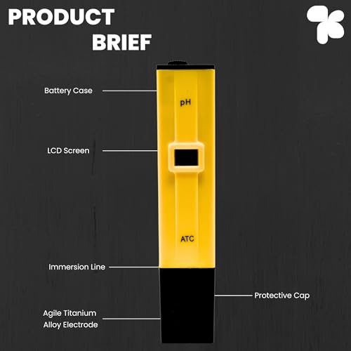 Image of AMPEREUS Yellow Digital pH meter for water testing, soil testing, Water Purity tester for home, commercial, with solution