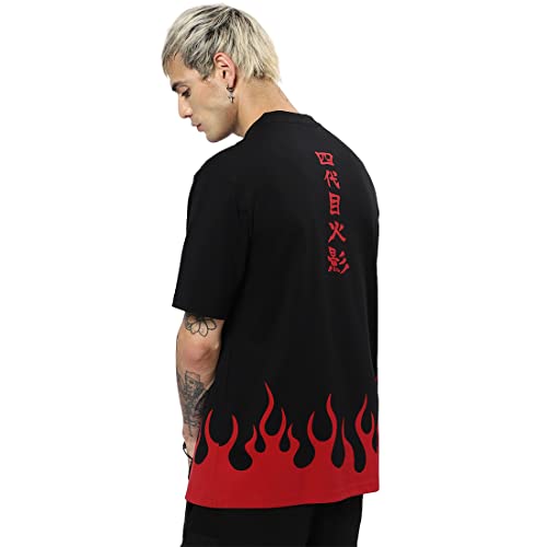 Image of Bewakoof Men's Graphic Printed 100% Cotton T-Shirt - Oversized Fit, Round Neck, Half Sleeves