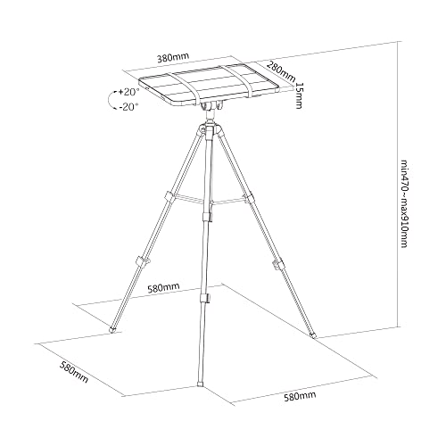 PureMounts Projector Stand Lightweight and Foldable Projector Tripod Maximum Load 6 kg Black, Standfuß - Image 4