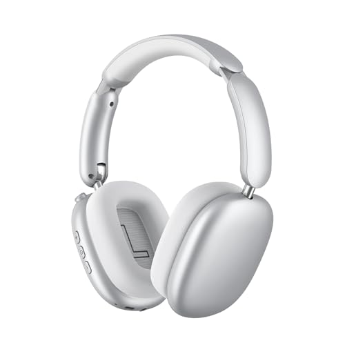 Wentronic Y02 Hybrid Active Noise Cancelling Headphones,60H Battery,5 EQ Music Modes,Hi-Res Audio,Deep Bass,Foldable Wireless Over Ear Bluetooth 5.4 Headset,Breathable Leather Earpads (Silver)
