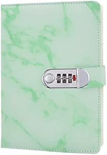 PU Leather Notebook(Marble pattern), A5 Size Wire Binding Fashion Daily Notebook, Secret Lined Password Diary Sketchbook Dairy Planner Organizer with Combination Lock Pen Holder, 150x218mm
